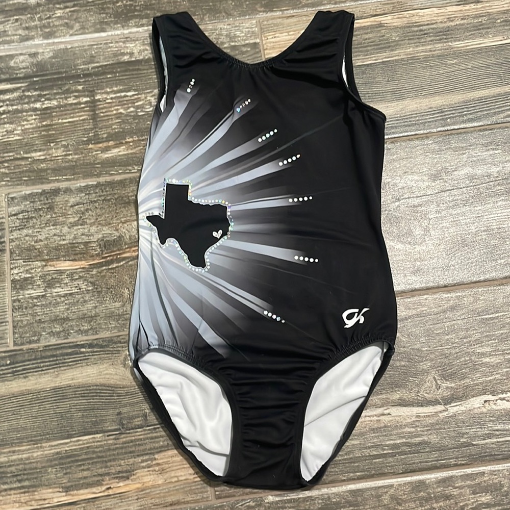 texas logo leotard for gymnastics by gk
